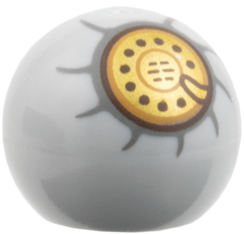 Technic Ball Joint with Gold Rotary Phone Dial, Black Dots and Dark Bluish Gray Outline Pattern (One Piece Den Den Mushi Shell)