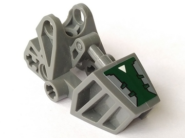 Bionicle Foot with Ball Joint Socket 3 x 6 x 2 1/3, Rounded Tops with Dark Green Cover and White Triangle Pattern (Sticker) - Set 8100