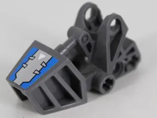 Bionicle Foot with Ball Joint Socket 3 x 6 x 2 1/3, Rounded Tops with Blue and Silver Hatch and White Arrow Pattern (Sticker) - Set 8106