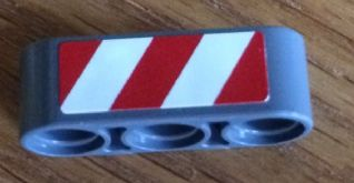 Technic, Liftarm Thick 1 x 3 with Red and White Danger Stripes Pattern Model Left Side (Sticker) - Set 8052