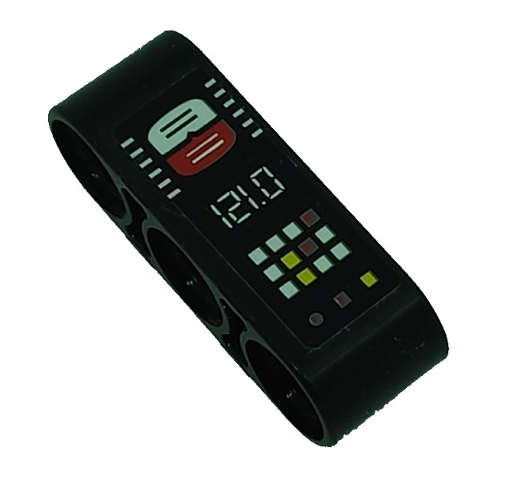 Technic, Liftarm Thick 1 x 3 with Yellow and White Buttons and '121.0' Pattern (Sticker) - Set 9394