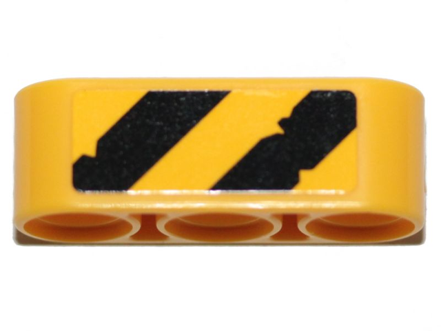 Technic, Liftarm Thick 1 x 3 with Black and Yellow Diagonal Stripes Pattern on Both Sides (Stickers) - Set 70823