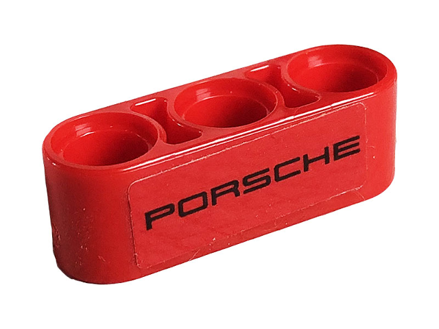Technic, Liftarm Thick 1 x 3 with Black 'PORSCHE' on Red Background Pattern (Sticker) - Set 42096