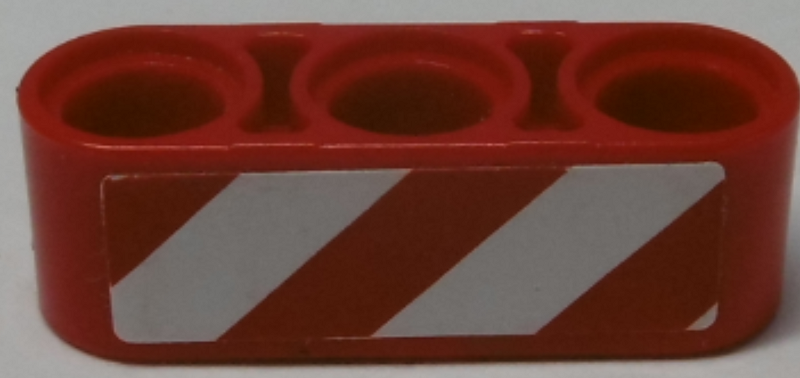 Technic, Liftarm Thick 1 x 3 with Red and White Danger Stripes Pattern Model Left Side (Sticker) - Set 8071