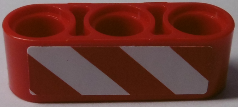 Technic, Liftarm Thick 1 x 3 with Red and White Danger Stripes Pattern Model Right Side (Sticker) - Set 8071