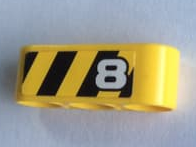 Technic, Liftarm Thick 1 x 3 with Black and Yellow Danger Stripes and Number 8 Pattern Model Left Side (Sticker) - Set 8264