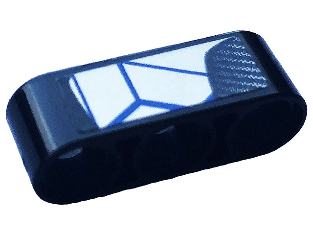 Technic, Liftarm Thick 1 x 3 with Carbon Fiber and Blue and Silver Race Pattern Model Left Side (Sticker) - Set 42123