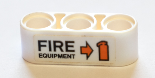 Technic, Liftarm Thick 1 x 3 with Arrow, Fire Extinguisher and 'FIRE EQUIPMENT' Pattern Model Right Side (Sticker) - Set 42064