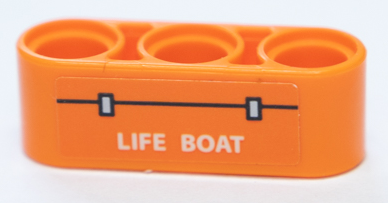 Technic, Liftarm Thick 1 x 3 with White 'LIFE BOAT' Pattern (Sticker) - Set 42064