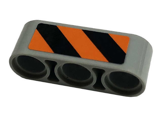 Technic, Liftarm Thick 1 x 3 with Black and Orange Danger Stripes Pattern Model Left Side (Sticker) - Set 42112