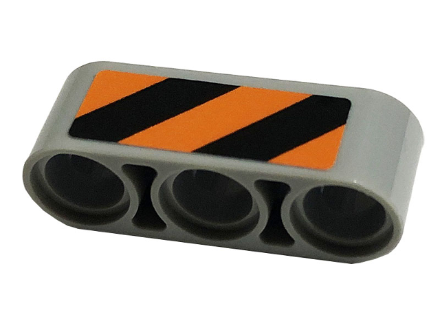 Technic, Liftarm Thick 1 x 3 with Black and Orange Danger Stripes Pattern Model Right Side (Sticker) - Set 42112
