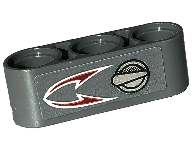 Technic, Liftarm Thick 1 x 3 with Dark Red and White Flames and Tank Filler Cap Pattern (Sticker) - Set 42132