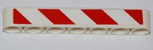 Technic, Liftarm Thick 1 x 7 with Red and White Danger Stripes Pattern Model Left Side (Sticker) - Set 8198