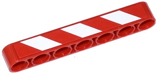 Technic, Liftarm Thick 1 x 7 with Red and White Danger Stripes Thin Pattern Model Left Side (Sticker) - Set 42024