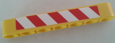 Technic, Liftarm Thick 1 x 7 with Red and White Danger Stripes Pattern Model Left Side (Sticker) - Set 8053