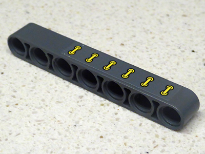 Technic, Liftarm Thick 1 x 7 with 6 Yellow Clamps Pattern (Sticker) - Set 42035