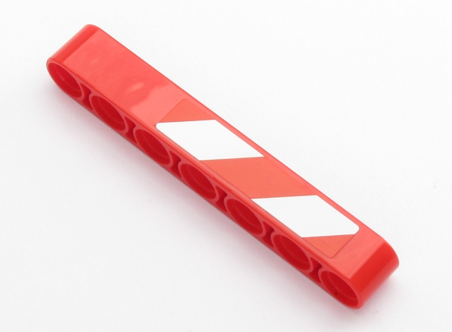 Technic, Liftarm Thick 1 x 7 with Red and 2 White Danger Stripes Pattern Model Left Side (Sticker) - Set 42043
