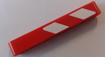Technic, Liftarm Thick 1 x 7 with Red and 2 White Danger Stripes Pattern Model Right Side (Sticker) - Set 42043