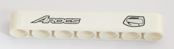 Technic, Liftarm Thick 1 x 7 with Silver 'AROCS' and Silver Handle Pattern Model Left Side (Sticker) - Set 42043