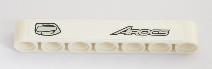 Technic, Liftarm Thick 1 x 7 with Silver 'AROCS' and Silver Handle Pattern Model Right Side (Sticker) - Set 42043