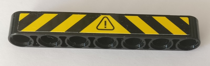 Technic, Liftarm Thick 1 x 7 with Warning Sign and Black and Yellow Danger Stripes Pattern (Sticker) - Set 42082