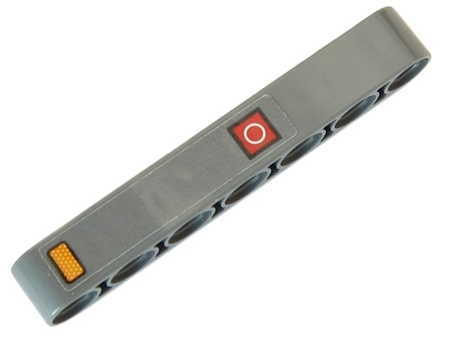 Technic, Liftarm Thick 1 x 7 with White Circle in Red Square and Orange Reflector Pattern (Sticker) - Set 42054