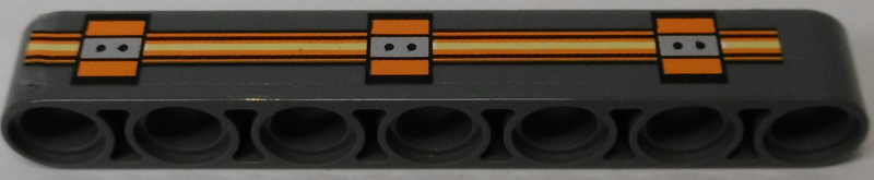 Technic, Liftarm Thick 1 x 7 with Orange Lines and Silver Machinery Pattern (Sticker) - Set 70317