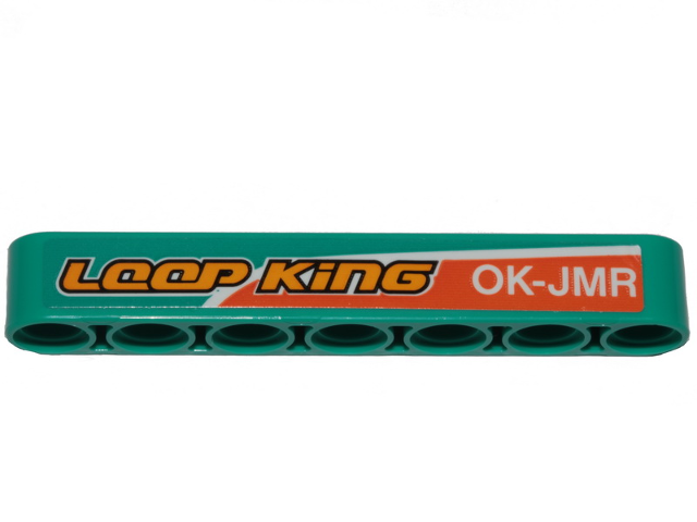 Technic, Liftarm Thick 1 x 7 with Orange Stripe, 'LOOP KiNG' and 'OK-JMR' Pattern Model Left Side (Sticker) - Set 42117