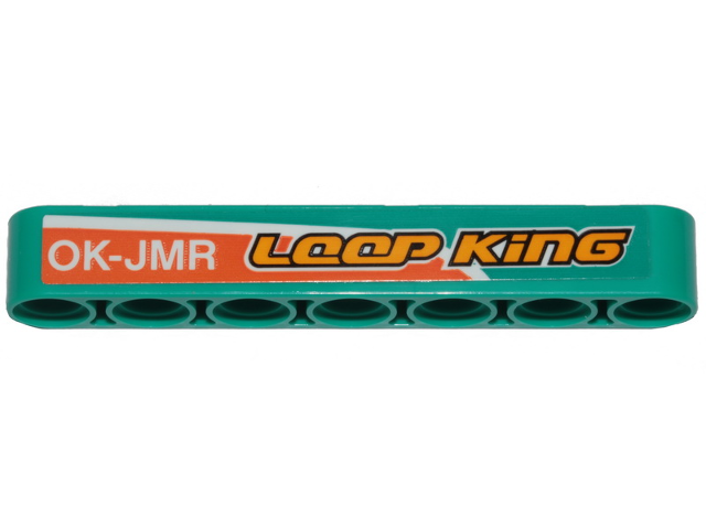 Technic, Liftarm Thick 1 x 7 with Orange Stripe, 'LOOP KiNG' and 'OK-JMR' Pattern Model Right Side (Sticker) - Set 42117