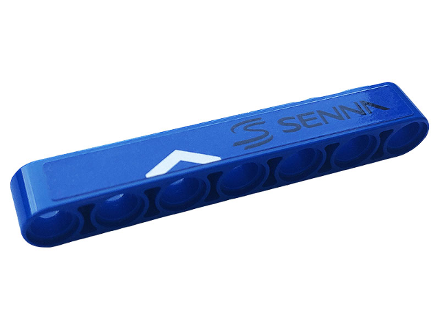 Technic, Liftarm Thick 1 x 7 with Black Logo 'SENNA' and Silver Race Pattern Model Left Side (Sticker) - Set 42123