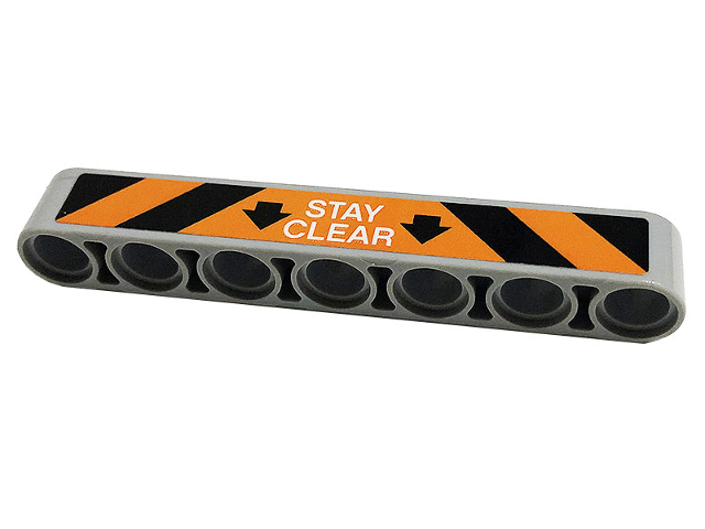 Technic, Liftarm Thick 1 x 7 with Black and Orange Danger Stripes, Arrows and White 'STAY CLEAR' Pattern (Sticker) - Set 42112