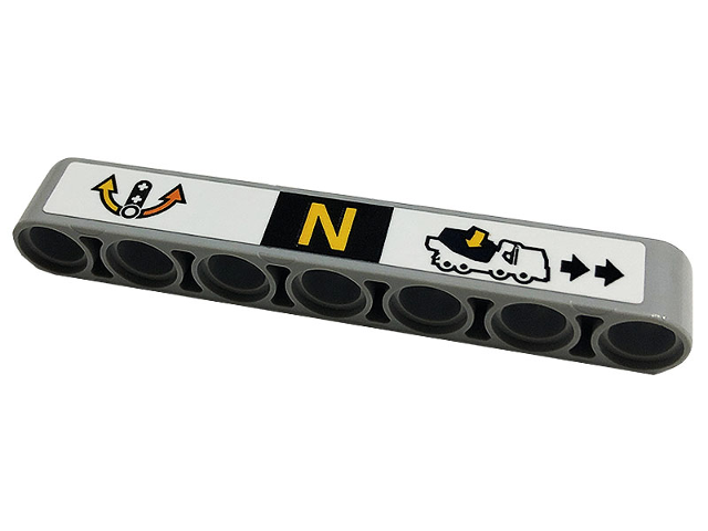 Technic, Liftarm Thick 1 x 7 with Yellow Letter N, Arrows and Concrete Mixer Truck Pattern (Sticker) - Set 42112