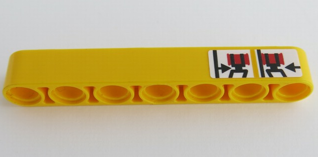 Technic, Liftarm Thick 1 x 7 with Black Claws, Red Barrels and Black Arrows Pattern (Sticker) - Set 42049