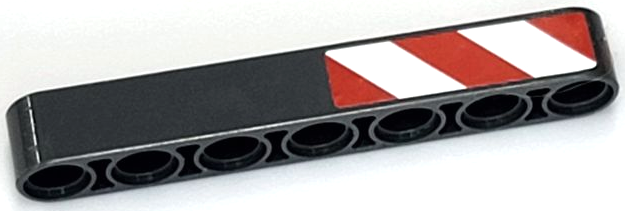 Technic, Liftarm Thick 1 x 7 with Red and White Danger Stripes Pattern Model Left Side (Sticker) - Set 42009