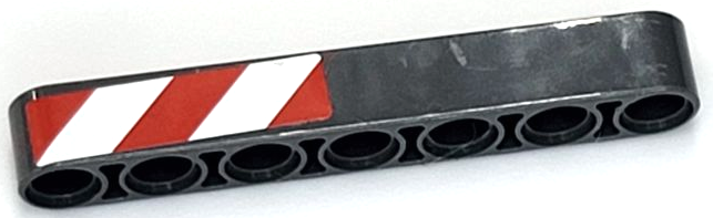 Technic, Liftarm Thick 1 x 7 with Red and White Danger Stripes Pattern Model Right Side (Sticker) - Set 42009