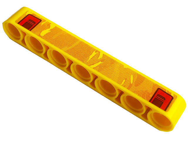 Technic, Liftarm Thick 1 x 7 with Red Taillights and Yellow Flames Pattern (Sticker) - Set 42135