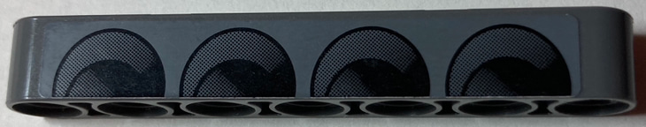 Technic, Liftarm Thick 1 x 7 with 4 Black Engine Block Circles Pattern Model Left Side (Sticker) - Set 8682