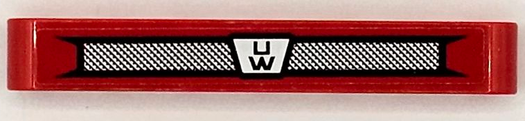 Technic, Liftarm Thick 1 x 7 with Black and Silver Grille and 'UW' Logo Pattern (Sticker) - Set 42098