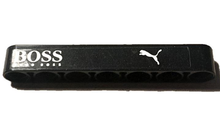 Technic, Liftarm Thick 1 x 7 with White Puma and Boss Logos Pattern Model Right Side (Sticker) - Set 42137