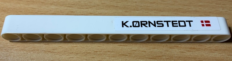 Technic, Liftarm Thick 1 x 11 with 'K.ORNSTEDT' and Denmark Flag Pattern (Sticker) - Set 42077