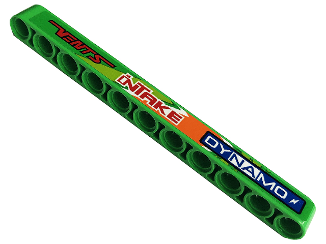 Technic, Liftarm Thick 1 x 11 with 'VENTS', 'iNTAKE' and 'DYNAMO' Pattern Model Left Side (Sticker) - Set 42129