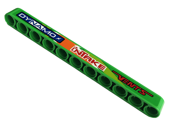 Technic, Liftarm Thick 1 x 11 with 'VENTS', 'iNTAKE' and 'DYNAMO' Pattern Model Right Side (Sticker) - Set 42129