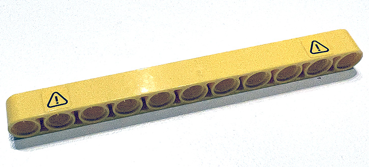 Technic, Liftarm Thick 1 x 11 with Exclamation Mark in Warning Triangle Pattern on Both Ends (Stickers) - Set 42097
