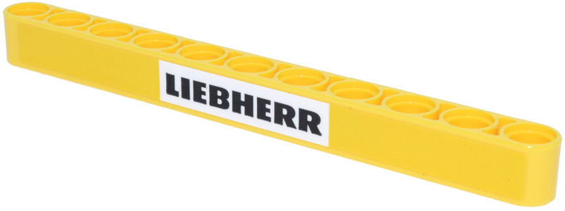 Technic, Liftarm Thick 1 x 11 with Black 'LIEBHERR' in White Rectangle Pattern (Sticker) - Set 42146