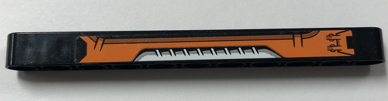 Technic, Liftarm Thick 1 x 11 with Orange Mechanical Panel and White Side Cutout Pattern Model Right Side (Sticker) - Set 42140