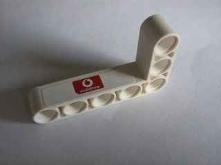 Technic, Liftarm, Modified Bent Thick L-Shape 3 x 5 with Left Vodafone Logo Pattern (Sticker) - Set 8386