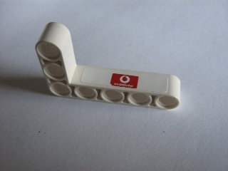 Technic, Liftarm, Modified Bent Thick L-Shape 3 x 5 with Right Vodafone Logo Pattern (Sticker) - Set 8386