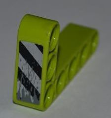 Technic, Liftarm, Modified Bent Thick L-Shape 3 x 5 with Black and White Danger Stripes and Splatters Pattern Model Right (Sticker) - Set 8190