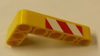 Technic, Liftarm, Modified Bent Thick L-Shape 3 x 5 with Red and White Danger Stripes Pattern Model Left Side (Sticker) - Set 42006