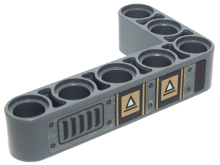 Technic, Liftarm, Modified Bent Thick L-Shape 3 x 5 with White Triangles and Vent Grille Pattern Model Left Side (Sticker) - Set 70227